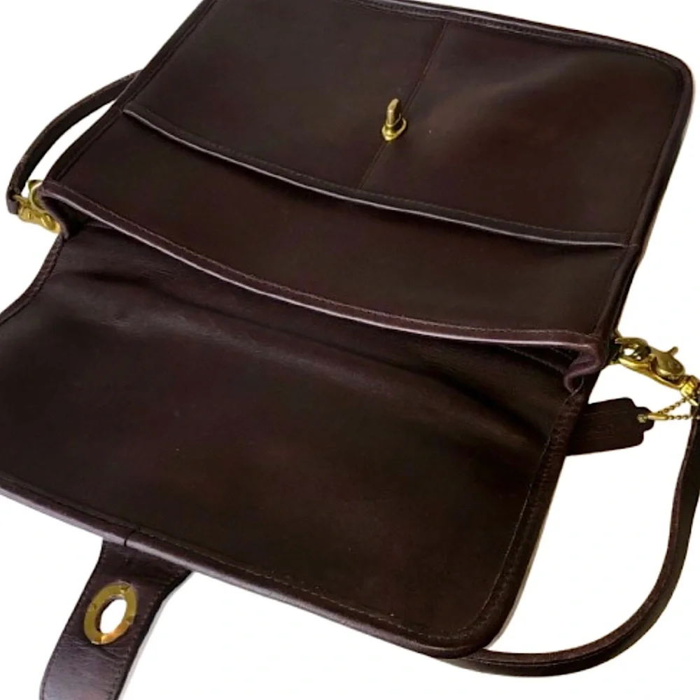 VINTAGE COACH Mahogany Leather Top Handle Turn Lock Unisex Shoulder Bag NYC COA - Picture 17 of 17